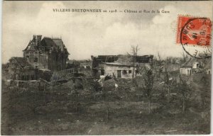 CPA Guerre Military VILLERS-BRETONNEUX le Chateau et Rue de la Gare (807157)