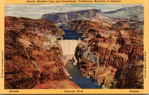Nevada Arizona Hoover Dam and Powerhouse Curteich