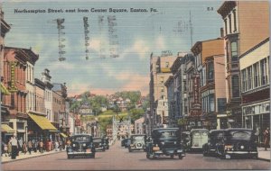 Postcard Northampton Street East from Center Square Easton PA 1957