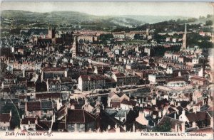 Aerial View Bath from Beechen Cliff Somerset England Postcard Posted 1907