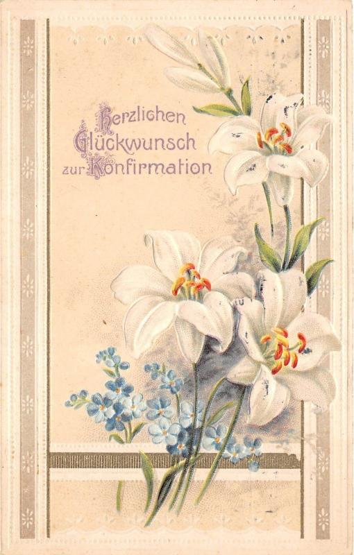 BG4508 konfirmation confirmation lilly flower  embossed  germany  greetings