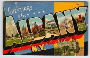 Albany New York Large Letter Greetings From Postcard Linen 1959 Curt Teich