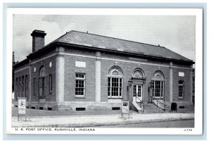 c1930's Post Office Building Rushville Indiana IN Unposted Vintage Postcard 