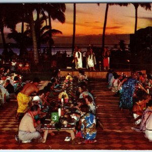 c1970s Waikiki, TH Hawaii Native Food Feast Night Air Mail RARE Chrome PC A319