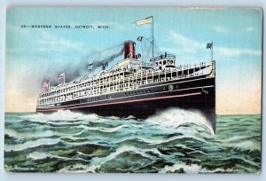 c1940 Western States Steamer Passenger Vessel Detroit Michigan Vintage Postcard