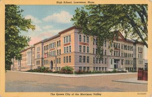 Lawrence Mass. High School Merrimac Valley c.1951 Postcard 2T7-152