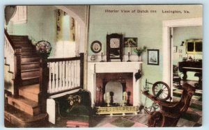 LEXINGTON, Virginia VA ~ Handcolored DUTCH INN Interior Albertype Postcard