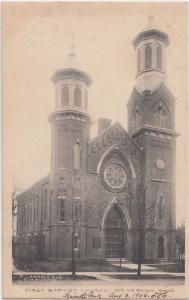 Ohio Postcard MOUNT MT VERNON Knox County 1905 FIRST BAPTIST CHURCH Arnold Pub