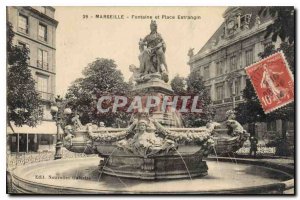 Postcard Old Marseille and Fountain Square Estrangin