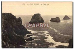 Old Postcard Crozon island Presqu piles Peas