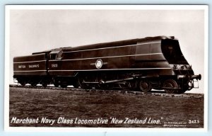 RPPC  British Railways NEW ZEALAND LINE Merchant Navy Class Locomotive Postcard