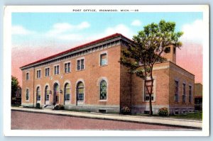 Ironwood Michigan Postcard Post Office Exterior Building c1940 Vintage Antique