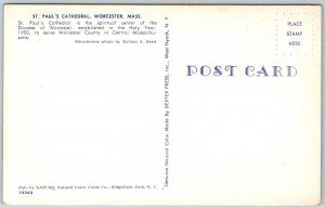 Worcester Massachusetts 1950s Postcard St. Paul's Cathedral