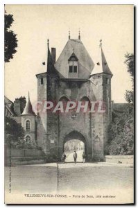 Old Postcard Villeneuve sur Yonne Gate outside Cote Sens