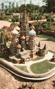 Vintage Postcard Miniature World Picnic St. Basil Church Kremlin Moscow Russia