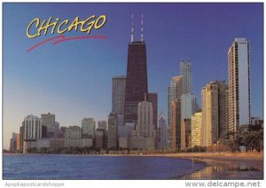 Illinois Chicago The Sun Rises On The Shores Of Lake Michigan And The Chicago...