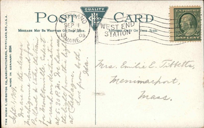 Casco Bay Maine ME Lighthouse 1900s-10s Postcard