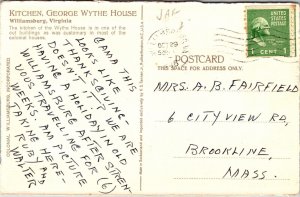 Kitchen George Wythe House WB Postcard Williamsburg Virginia VA Postcard PM WOB  