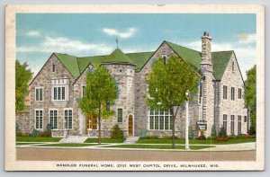 Milwaukee WI Wendler Funeral Home Wisconsin Postcard E28