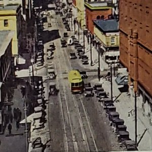 Vintage Postcard Seventeenth Street Denver Colorado old car automobile streetcar