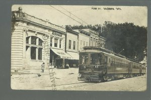 Kilbourn WISCONSIN DELLS RPPC 1911 MAIN STREET Add on TROLLEY nr Portage Baraboo