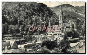 Old Postcard Lourdes Basilica and the Gave