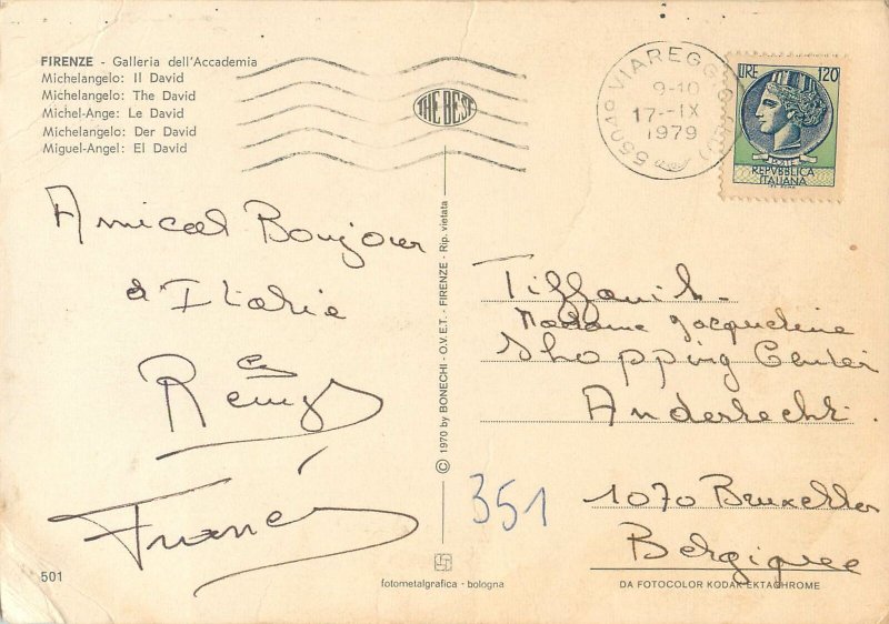 Postcard Michelangelo's sculpture - David