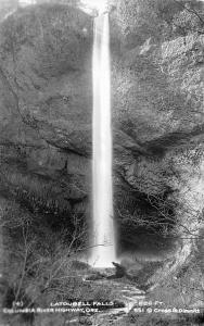 Columbia River Highway 1930s RPPC Real Photo Postcard Latourell Falls by Cross