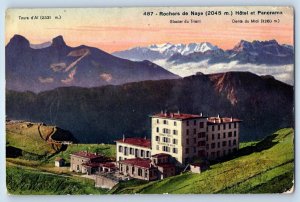 Vaud Switzerland Postcard Rochers de Naye Mountain Hôtel and Panorama c1920's