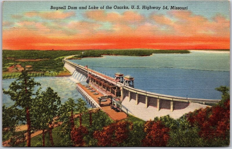 Missouri MO, Bagnell Dam & Lake of the Ozarks, U.S. Highway54, Vintage Postcard