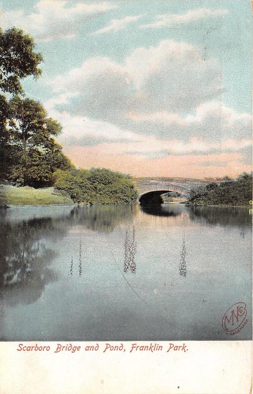 Boston Massachusetts~Franklin Park-Scarboro Bridge over Pond~c1905 Postcard