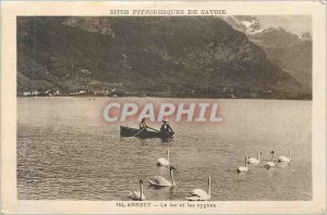 Old Postcard Annecy Scenic Sites of Savoy Lake and Swans