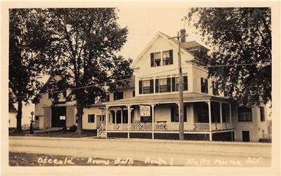 RPPC Osceola Rooms & Bath, Wells, Maine Gas Pump c1930s Vintage Photo Postcard 