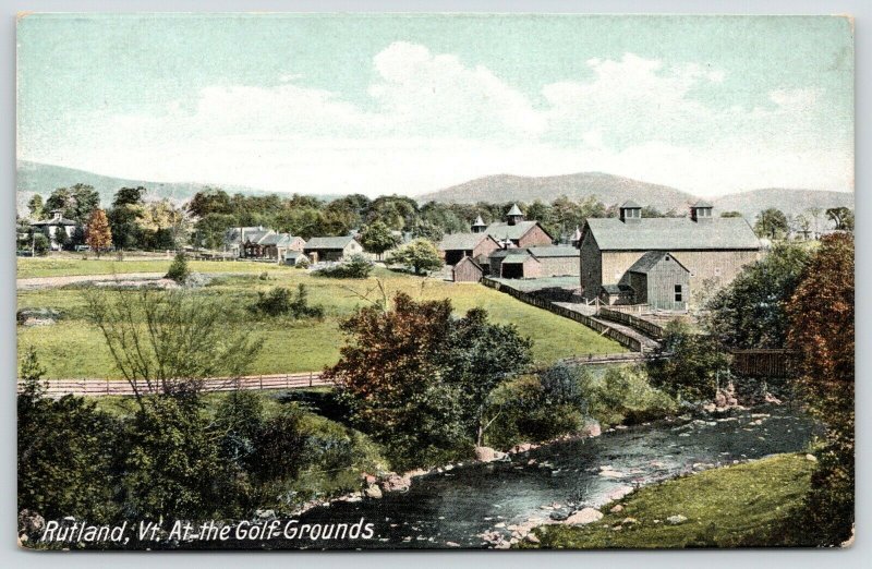 Rutland VT~View by East Creek~Golf Grounds~Antique Mansion~Italianate Tower~1910 