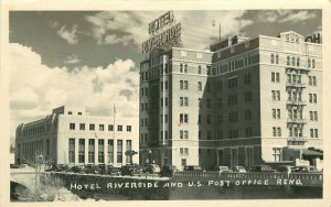Reno Nevada Autos Hotel Riverside Post Office1940s RPPC Photo Postcard 21-5984
