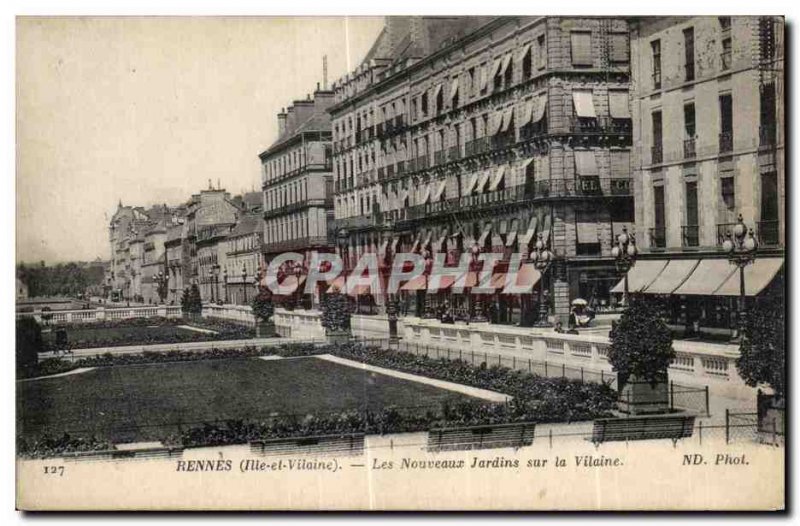 Postcard Old Rennes The New Gardens on the Vilaine