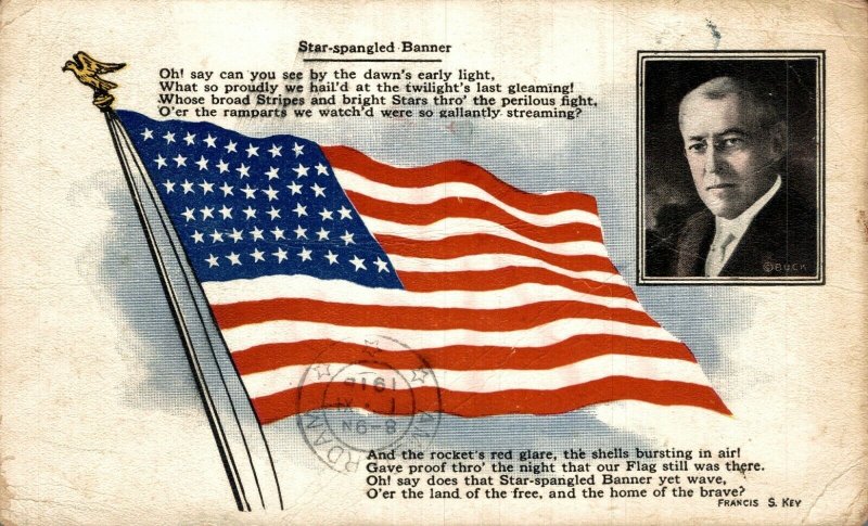 Hawaii Spangled Banner Patriotic Flag Vintage Postcard  08.46