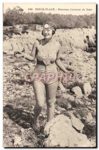 Postcard Old Women Jersey Beck Bath Beach New bathing suit