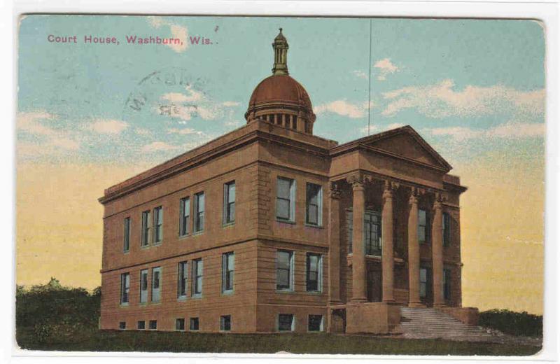 Court House Washburn Bayfield County Wisconsin 1914 postcard