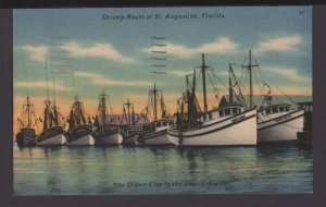 Florida ST. AUGUSTINE Shrimp Boats, San Sebastian River Docks pm1957 ~ Linen