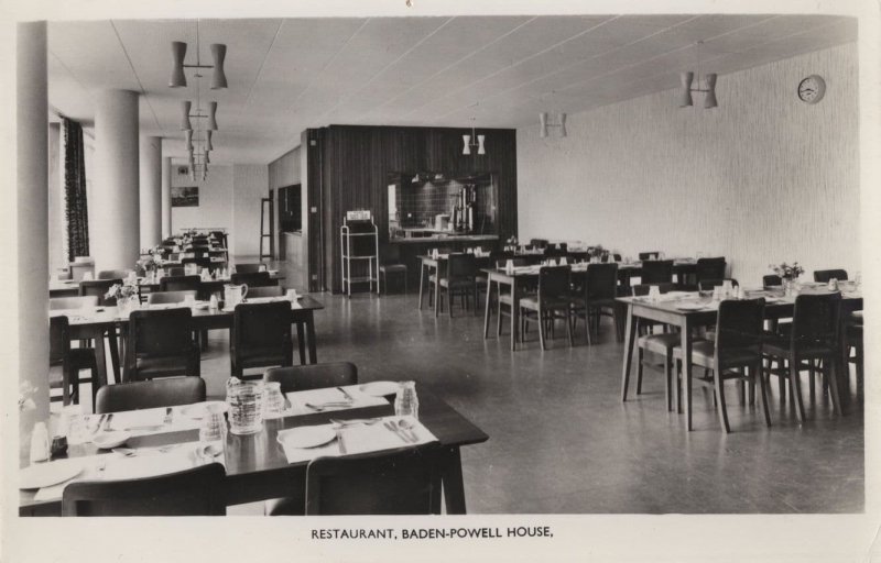 Boy Scouts Restaurant at Baden Powell House London Old Real Photo Postcard
