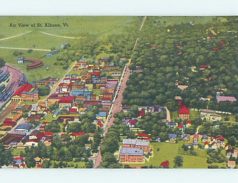 Unused Linen AERIAL VIEW St. Albans Vermont VT A4753