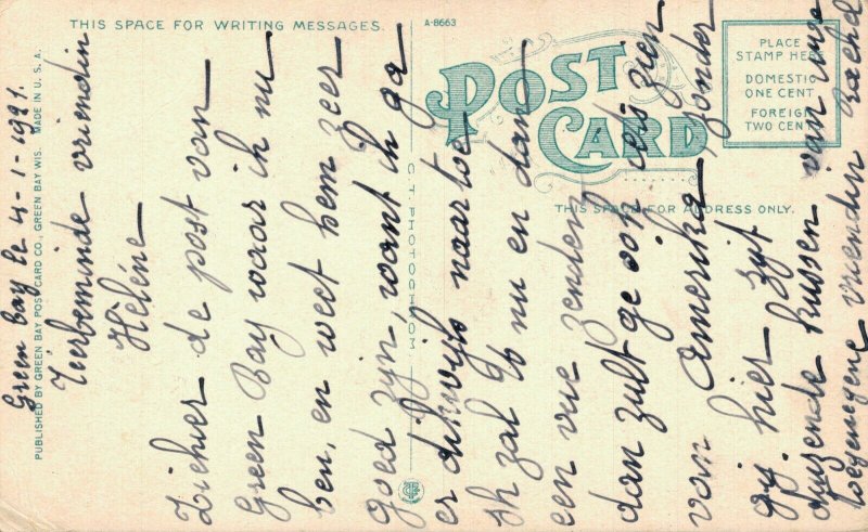 USA US Post Office Green Bay Wisconsin Linen Postcard 07.35