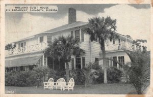 HOLLAND GUEST HOUSE SARASOTA FLORIDA ADVERTISING POSTCARD (1940s)