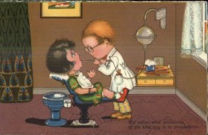 Kids as Adult Dentist & Patient ART DECO Old Postcard