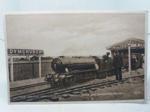 Train Arriving at Dymchurch Station RH&D Railway Kent Vintage Postcard 1950s