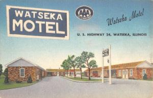 Watseka Illinois Motel Street View Antique Postcard K42886