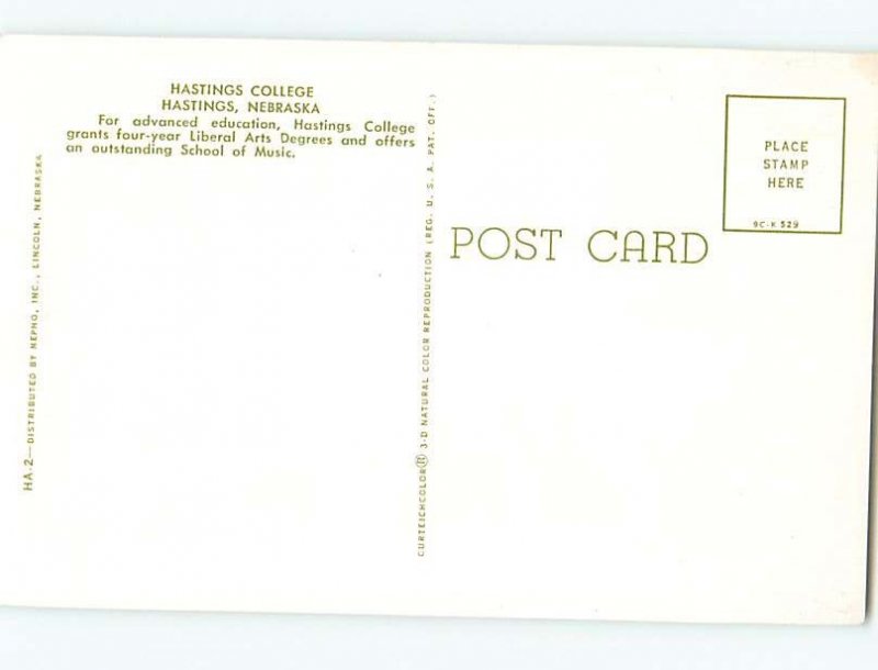 Unused Pre-1980 CHAPEL AT HASTINGS COLLEGE Hastings Nebraska NE L8719