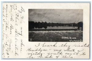 1906 Cedar River Exterior View Dam Waverly Iowa IA RPPC Photo Vintage Postcard