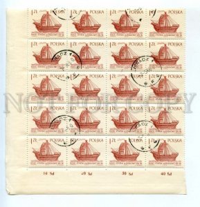 501382 POLAND 1965 year used block stamps MARGIN ancient ship